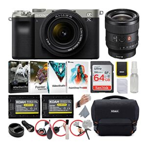 sony alpha a7c full-frame compact mirrorless camera (silver) bundle with fe 28-60mm and 24mm lens (6 items)