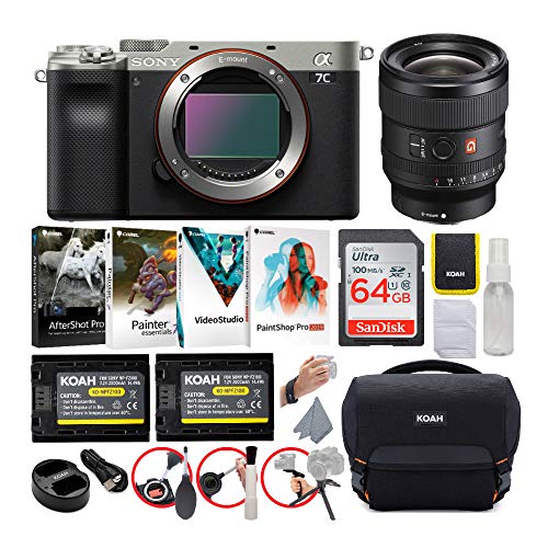 Sony Alpha a7C Full-Frame Compact Mirrorless Camera (Silver) Bundle with FE 24mm f/1.4 GM Lens (6 Items)