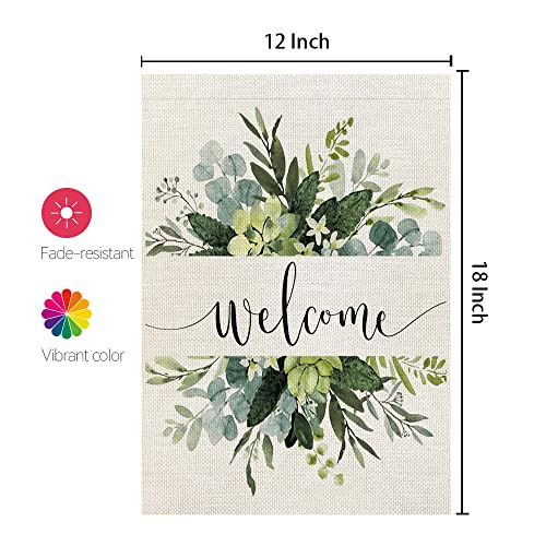 CROWNED BEAUTY Spring Floral Welcome Garden Flag 12×18 Inch Small Vertical Double Sided Seasonal Outside Décor for Yard Farmhouse CF099-12