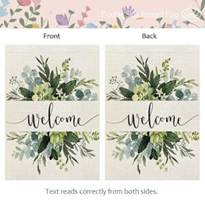 CROWNED BEAUTY Spring Floral Welcome Garden Flag 12×18 Inch Small Vertical Double Sided Seasonal Outside Décor for Yard Farmhouse CF099-12