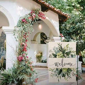 CROWNED BEAUTY Spring Floral Welcome Garden Flag 12×18 Inch Small Vertical Double Sided Seasonal Outside Décor for Yard Farmhouse CF099-12