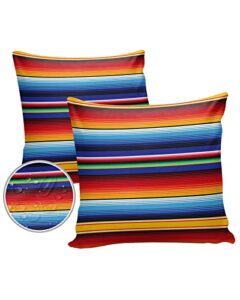 outdoor throw pillow covers waterproof pillow cases 16×16 colorful mexican stripes ethnic style decorative pillow covers cushion cases for couch sofa patio garden 2 pack orange gradient geometric
