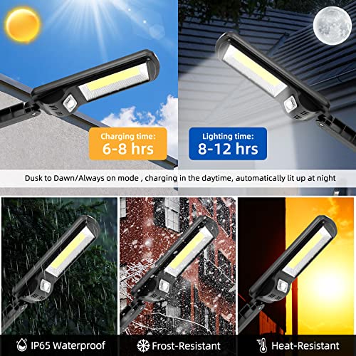 UCGG Solar Street Light, 1 Pack Solar Outdoor Light IP67 Waterproof Safety Flood LED Light with 3 Lighting Modes Remote Control for Yard Street Garden Walkway Pathway, Black (YKBideng-1p)