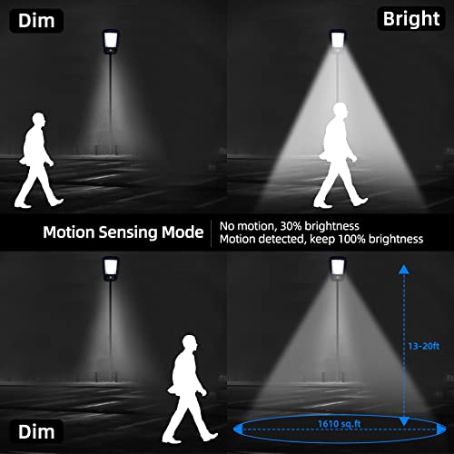 UCGG Solar Street Light, 1 Pack Solar Outdoor Light IP67 Waterproof Safety Flood LED Light with 3 Lighting Modes Remote Control for Yard Street Garden Walkway Pathway, Black (YKBideng-1p)