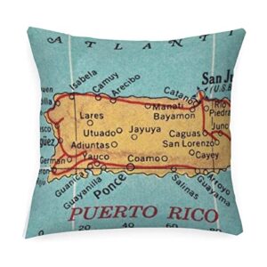 puerto rico map outdoor throw pillow covers waterproof 18x18in nautical map accent pillow covers farmhouse outdoor garden decoration for patio tent couch