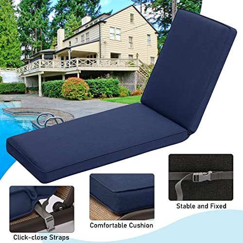 BPS Outdoor Lounger Cushion 72''L x 22''W x 3.5”H Patio Furniture Chair Seat Cushion Olifen Fabric Slipcover Sponge Foam - Set of 2