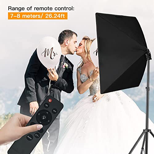 【Upgrade LED】 MOUNTDOG Softbox Lighting Kit, Photography Studio Light with 19.7"X27.5" Reflector and 3 Colors Temperature 45W Bulb with Remote, Professional Photo Studio Equipment for Portrait Video