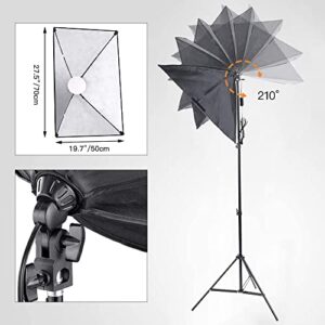 【Upgrade LED】 MOUNTDOG Softbox Lighting Kit, Photography Studio Light with 19.7"X27.5" Reflector and 3 Colors Temperature 45W Bulb with Remote, Professional Photo Studio Equipment for Portrait Video