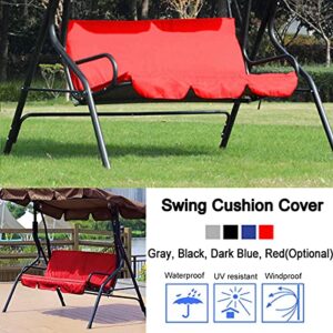 Emoshayoga Outdoor Swing 3-Seat Chair Waterproof Cushion Replacement Foldable Swing Metal Hammock Chair Cushion for Patio Garden Yard (red)