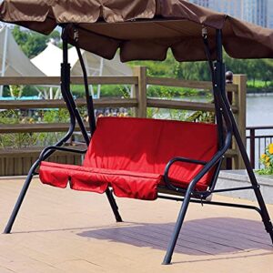 Emoshayoga Outdoor Swing 3-Seat Chair Waterproof Cushion Replacement Foldable Swing Metal Hammock Chair Cushion for Patio Garden Yard (red)