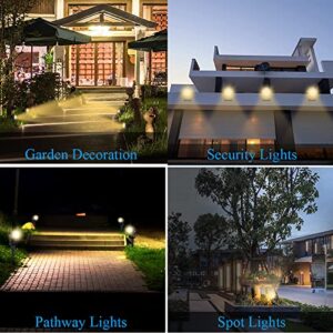 FALOVE Solar Landscape Lights, 5W Solar Spot Lights Outdoor All Aluminum Material IP67 Waterproof 16.4ft Cable Auto On/Off for Garden Yard Pathway Tree Flag 4 Pack Low Voltage Landscape Lights