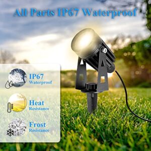 FALOVE Solar Landscape Lights, 5W Solar Spot Lights Outdoor All Aluminum Material IP67 Waterproof 16.4ft Cable Auto On/Off for Garden Yard Pathway Tree Flag 4 Pack Low Voltage Landscape Lights