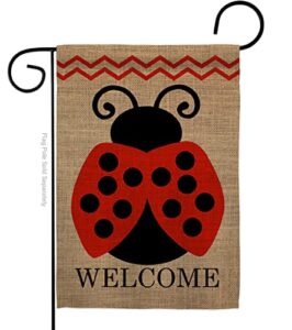 welcome ladybug burlap garden flag – friends bugs & frogs butterfly ladybugs dragonfly bee springtime insect natural wildlife – yard decorations holiday outdoor flags double-sided 12.5 x 18