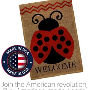 Welcome Ladybug Burlap Garden Flag - Friends Bugs & Frogs Butterfly Ladybugs Dragonfly Bee Springtime Insect Natural Wildlife - Yard Decorations Holiday Outdoor Flags Double-Sided 12.5 X 18