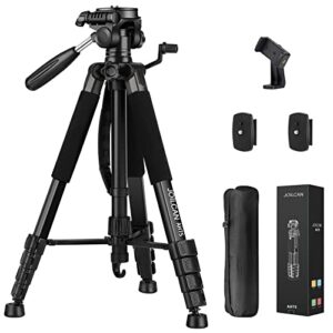 tripod camera tripods, 74″ tripod for camera cell phone video photography, heavy duty tall camera stand tripod, professional travel dslr tripods compatible with canon nikon iphone, max load 15 lb