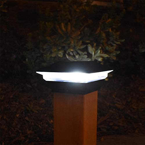 8 Pack Brown Outdoor Garden 4 x 4 Solar LED Post Deck Cap Square Fence Light Landscape Lamp Lawn PVC Vinyl Wood