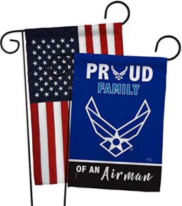 breeze decor proud family airman garden flag pack armed air force usaf united state american military veteran retire official applique house banner small yard gift double-sided, made in usa