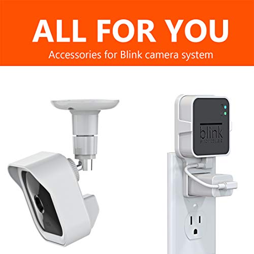 PEF All-New Blink Outdoor Camera Mount, Weatherproof Protective Cover and 360 Degree Adjustable Mount with Blink Sync Module 2 Outlet Mount for Indoor Security Camera System (White, 3 Pack)