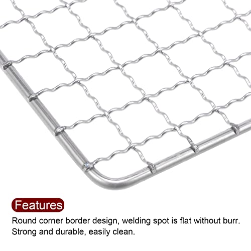 HARFINGTON Square BBQ Grill Net 17.3"x7.5" Stainless Steel Cross Wire Barbecue Mesh Mat for Baking Smoking Charcoal Grilling Roasting