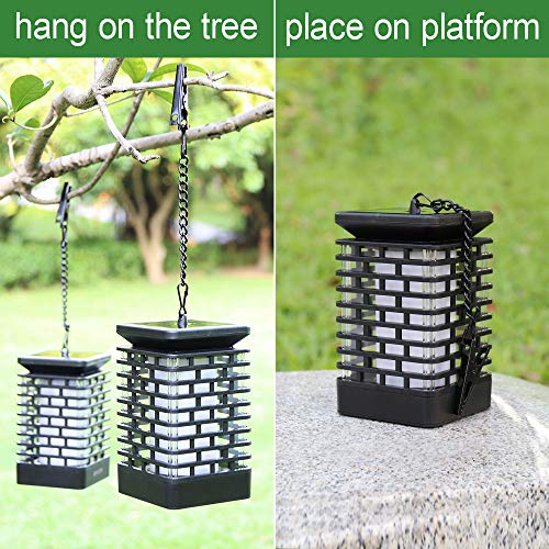 arzerlize Solar Lanterns Outdoor Hanging, Garden Decorations, led Solar Lights Dancing Flame Patio Decor Pathway Landscape Waterproof auto on/Off Yellow 4/P