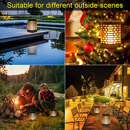 arzerlize Solar Lanterns Outdoor Hanging, Garden Decorations, led Solar Lights Dancing Flame Patio Decor Pathway Landscape Waterproof auto on/Off Yellow 4/P