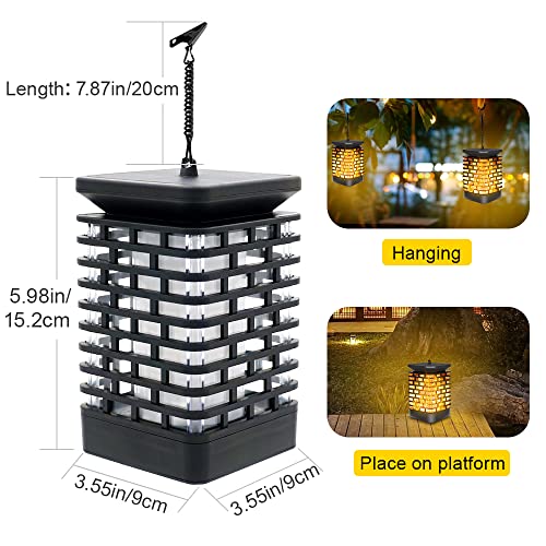 arzerlize Solar Lanterns Outdoor Hanging, Garden Decorations, led Solar Lights Dancing Flame Patio Decor Pathway Landscape Waterproof auto on/Off Yellow 4/P