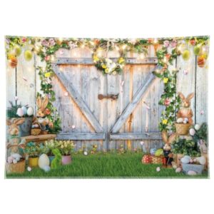 ycucuei 84x60inch spring easter photography backdrops garden floral grass rabbit eggs background bunny stand photo banner tapestry booth props
