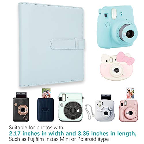 256 Pockets Mini Photo Album for Polaroid Pictures,Suitable for Fujifilm Instax Mini 12 11 9 90 8+ 8 7S 40 26 25 EVO LiPlay Instant Camera/Mini Link SP-1 Printer (Pastel Blue)