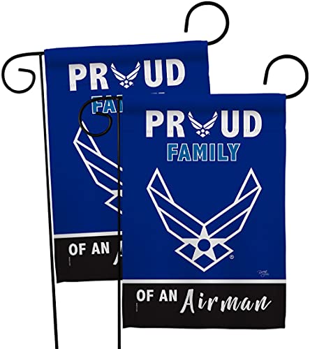 Breeze Decor Proud Family Airman Garden Flag 2pcs Pack Armed Air Force USAF United State American Military Veteran Retire Official House Banner Small Yard Gift Double-Sided, Made in USA