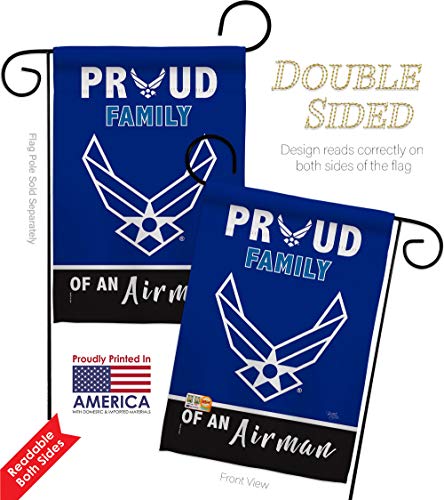 Breeze Decor Proud Family Airman Garden Flag 2pcs Pack Armed Air Force USAF United State American Military Veteran Retire Official House Banner Small Yard Gift Double-Sided, Made in USA
