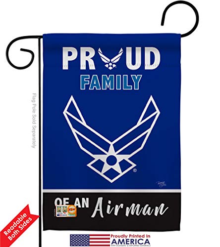 Breeze Decor Proud Family Airman Garden Flag 2pcs Pack Armed Air Force USAF United State American Military Veteran Retire Official House Banner Small Yard Gift Double-Sided, Made in USA