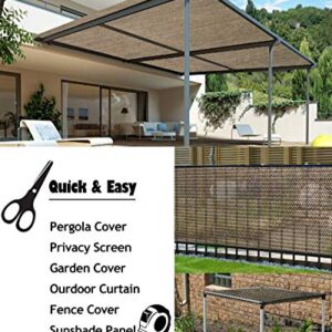 Alion Home Sun Shade Fabric, UV Shade Cloth - Breathable Sun Screen, Shade Mesh - Custom Shade Cloth for Fence, Garden, Backyard, Outdoor, Patio, Pergola, Greenhouse, Barn (8 x 15 FT, Mocha Brown)