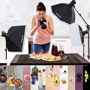 iprotech 6PCS 12Patterns Double-Sided Photography Background Paper with Stand, Waterproof Reusable 34x23in Flat Lay Photo Tabletop Backdrops for Product Food Jewelry Cosmetics Makeup