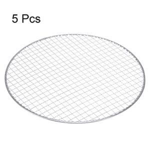 HARFINGTON 5pcs Round BBQ Grill Net 13" Dia Galvanized Iron Barbecue Mesh Mat for Baking Smoking Charcoal Grilling Roasting