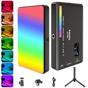 RGB Video Light Portable LED Camera Light Panel 360° Full Color LED Camera Light CRI95+ Dimmable 2500K-9000K, 3100mAh Rechargeable LED DSLR Lighting for Photography, Video Conference, YouTube, TikTok