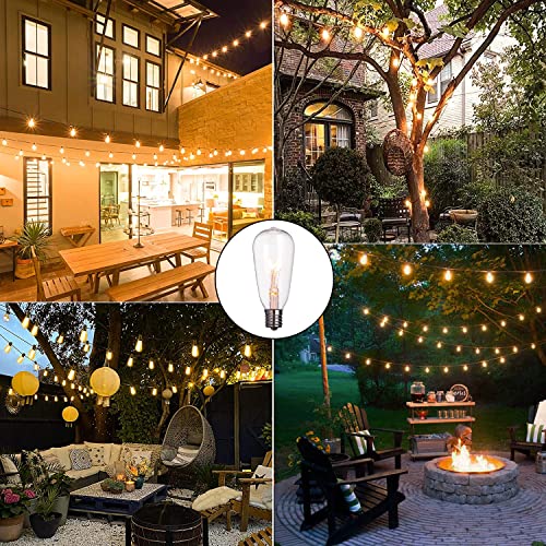 Pallerina Outdoor Edison String Lights 20Ft with 22 Edison Bulbs, Vintage Bistro Lights ST40 Patio String Lights for Garden Backyard Party Wedding Umbrella, E17 Base 7 Watt Bulbs- Brown Wire