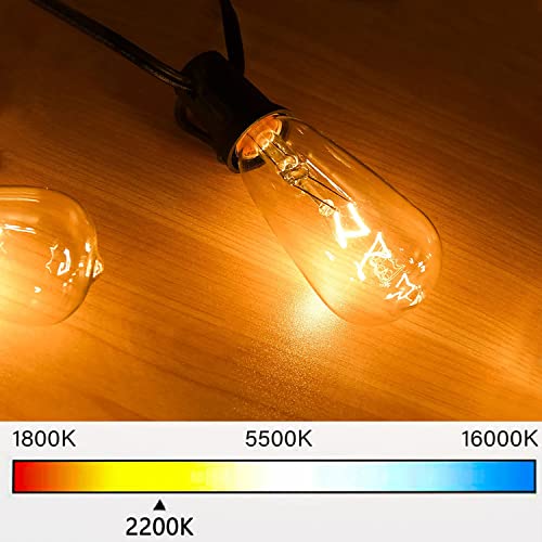 Pallerina Outdoor Edison String Lights 20Ft with 22 Edison Bulbs, Vintage Bistro Lights ST40 Patio String Lights for Garden Backyard Party Wedding Umbrella, E17 Base 7 Watt Bulbs- Brown Wire