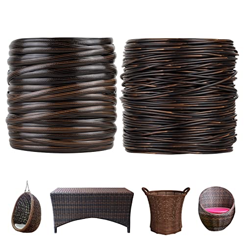 fammom Patio Furniture Wicker Repair Kit Synthetic Rattan Material for Patio Chair Sets Knit and Replacement DIY Garden Outdoor Patio Furniture Sofa Table,Fruit Baskets, vases, etc. (Brown)