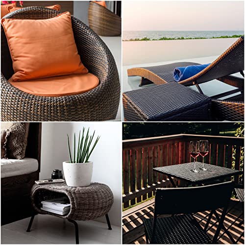 fammom Patio Furniture Wicker Repair Kit Synthetic Rattan Material for Patio Chair Sets Knit and Replacement DIY Garden Outdoor Patio Furniture Sofa Table,Fruit Baskets, vases, etc. (Brown)