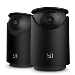 yi camera for home security indoor 2k, wifi baby monitor bedroom surveillance camera 360-degree with night vision, human detection, 2-way audio, phone app, works with alexa and google assistant, 2pc