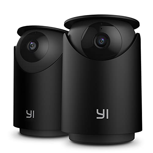 YI Camera for Home Security Indoor 2K, WiFi Baby Monitor Bedroom Surveillance Camera 360-degree with Night Vision, Human Detection, 2-Way Audio, Phone App, Works with Alexa and Google Assistant, 2pc