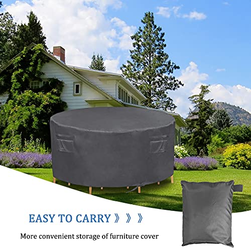 Covolo Patio Furniture Cover Table Chair Set Cover Fit for 4 Chair and 1 Table,Heavy Duty Outdoor Round Table Dining Set Cover Waterproof UV-Proof Dustproof(96Dx28H) (Grey)