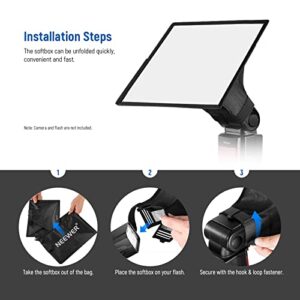 NEEWER Flash Diffuser Light Softbox 9" x 7", Universal, Collapsible with Storage Pouch Compatible with Canon Nikon Sony Godox Yongnuo NEEWER speedlight