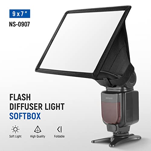 NEEWER Flash Diffuser Light Softbox 9" x 7", Universal, Collapsible with Storage Pouch Compatible with Canon Nikon Sony Godox Yongnuo NEEWER speedlight