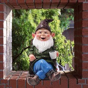 Tirifer Drinking Coffee Garden Gnome Statue, Garden Gnome Statue Sculpture Outdoor Figurine Ornament Garden Decoration for Home Garden Patio Yard Lawn