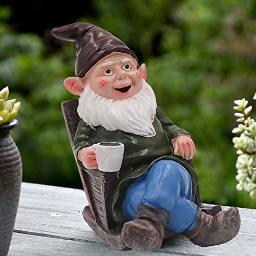 Tirifer Drinking Coffee Garden Gnome Statue, Garden Gnome Statue Sculpture Outdoor Figurine Ornament Garden Decoration for Home Garden Patio Yard Lawn