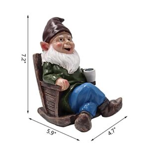 Tirifer Drinking Coffee Garden Gnome Statue, Garden Gnome Statue Sculpture Outdoor Figurine Ornament Garden Decoration for Home Garden Patio Yard Lawn