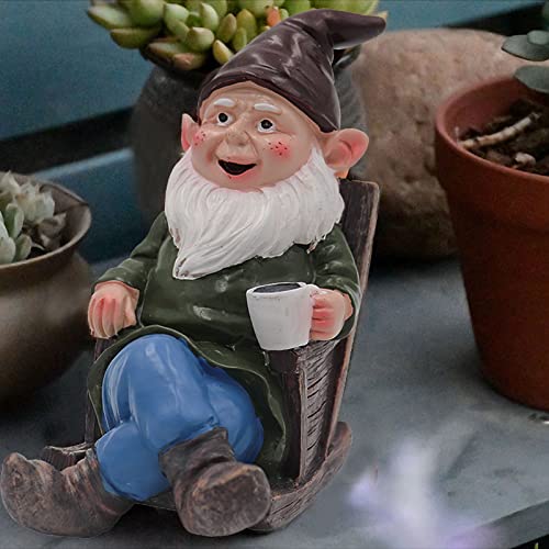 Tirifer Drinking Coffee Garden Gnome Statue, Garden Gnome Statue Sculpture Outdoor Figurine Ornament Garden Decoration for Home Garden Patio Yard Lawn