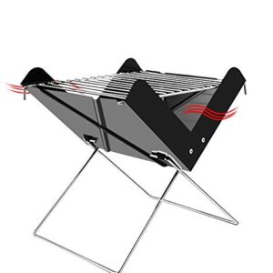 ZRSL Barbecue for Garden Party, Small Portable Picnic Grill, Fire Pit BBQ Silver Chrome Cooking Net Fire Pits for Garden Suitable for Garden, Terrace, Camping.