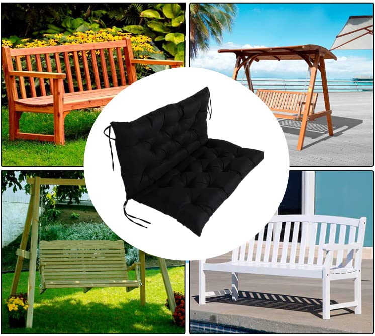 Ecueze Porch Swing Cushions,Replacement Cushions for Outdoor Swing with Backrest, Outdoor Swing Cushions for Swing Bench Chair Garden Seats,Swing Replacement Cushions with Eight Straps